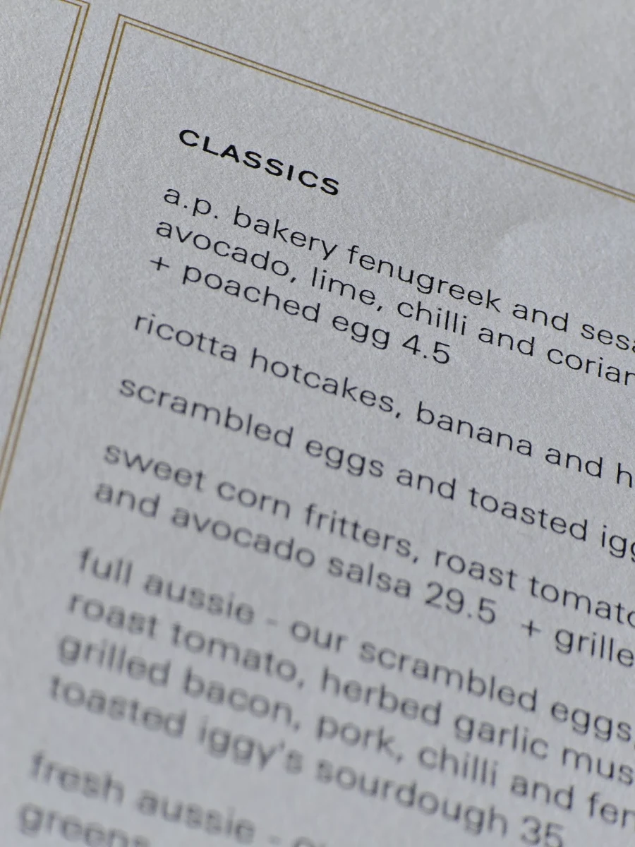 Menu, bills