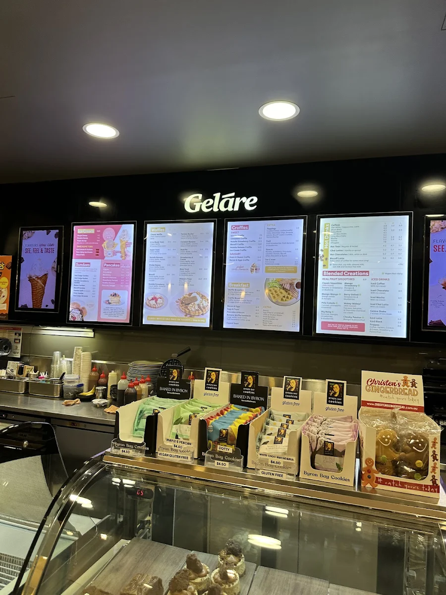 Menu, Geláre South Bank, Brisbane