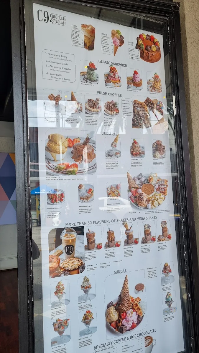 Menu, C9 Chocolate & Gelato St Kilda