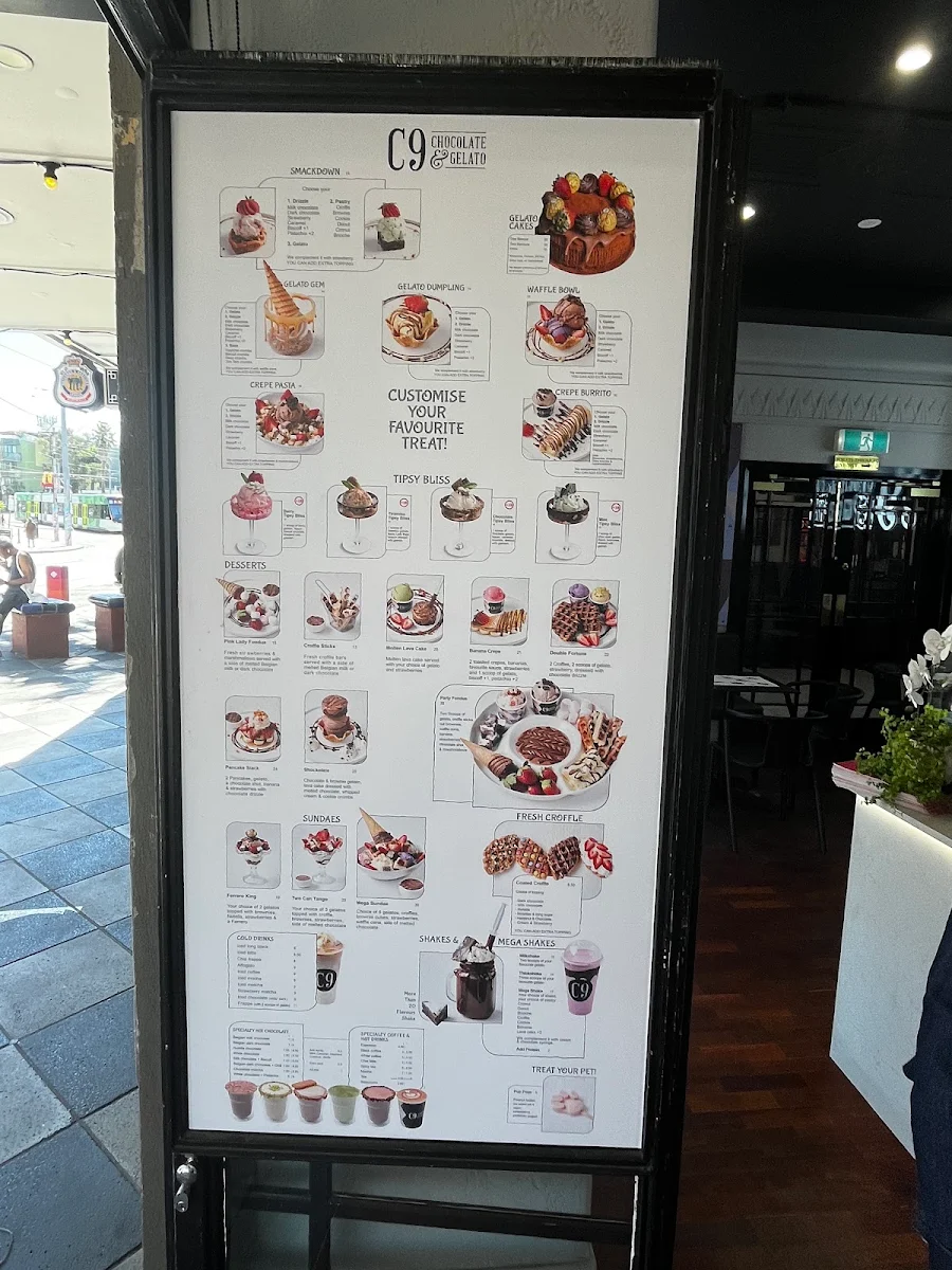 Menu, C9 Chocolate & Gelato St Kilda