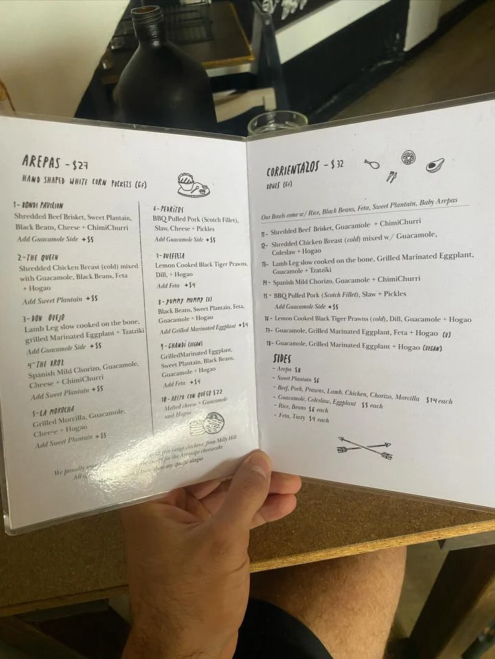 Menu, El Indio Bondi Beach