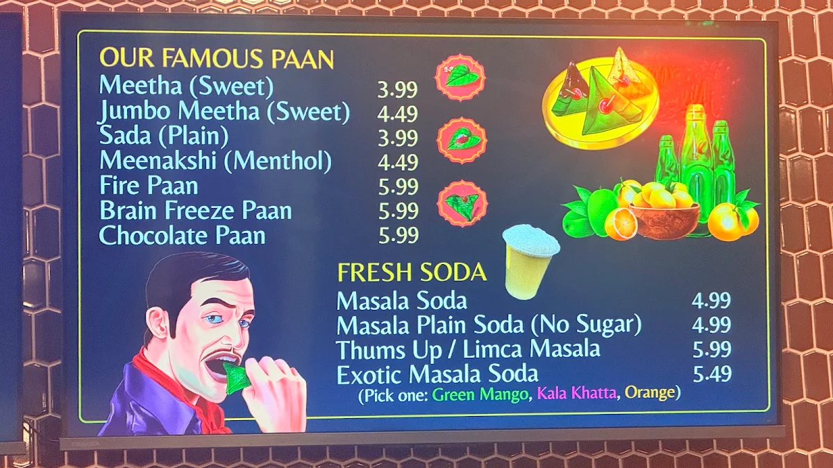 Menu, Durga's Paan & Falooda House (Bella Vista)