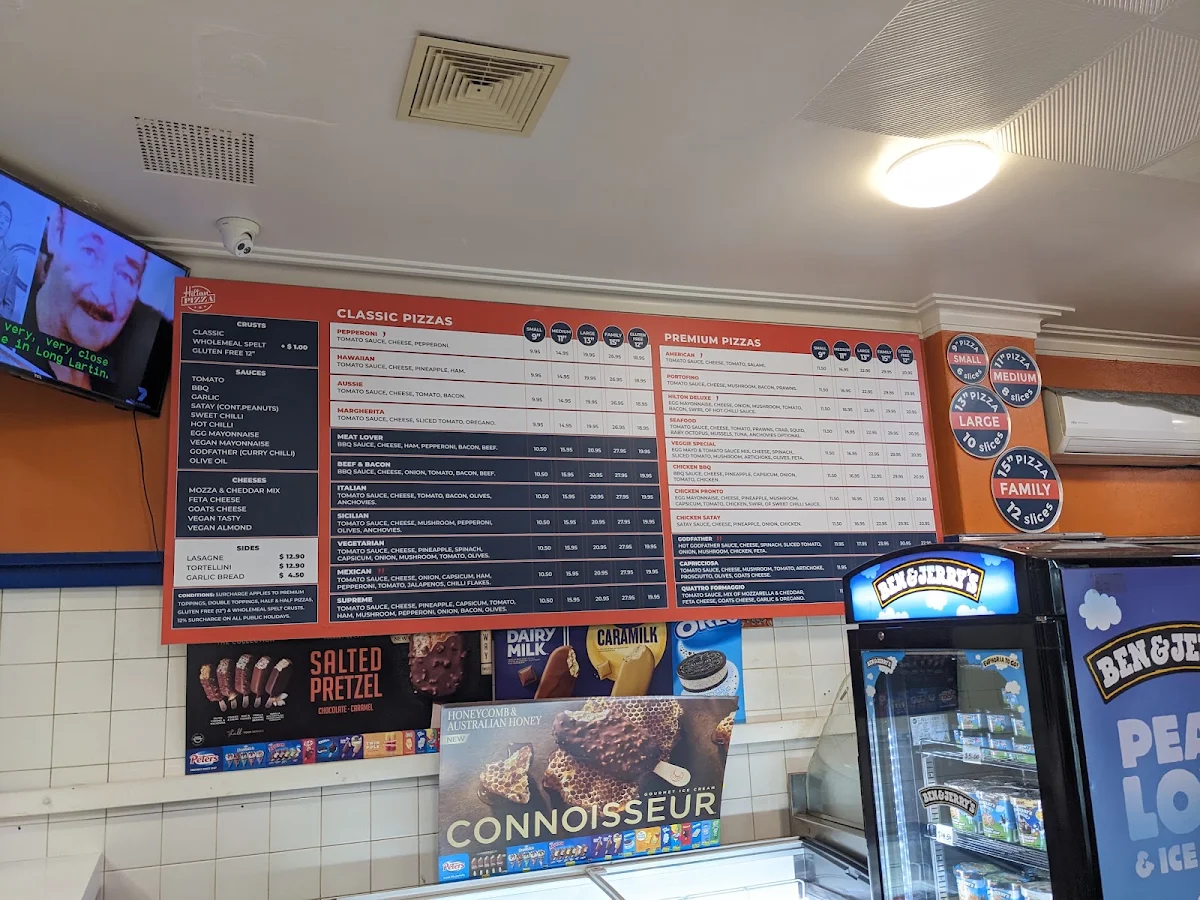 Menu, Hilton Pizza