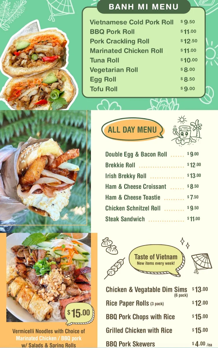 Menu, Slice of Life takeaway Cafe