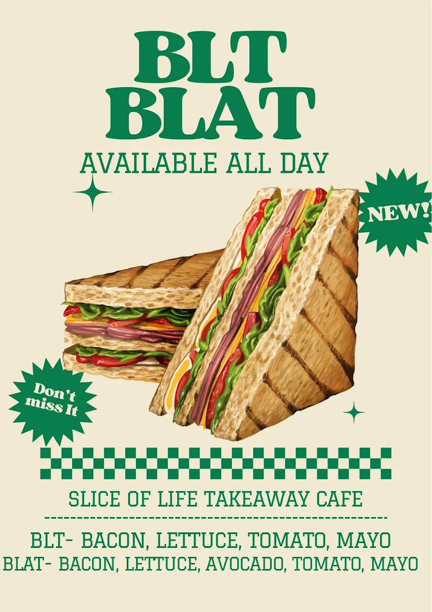 Menu, Slice of Life takeaway Cafe
