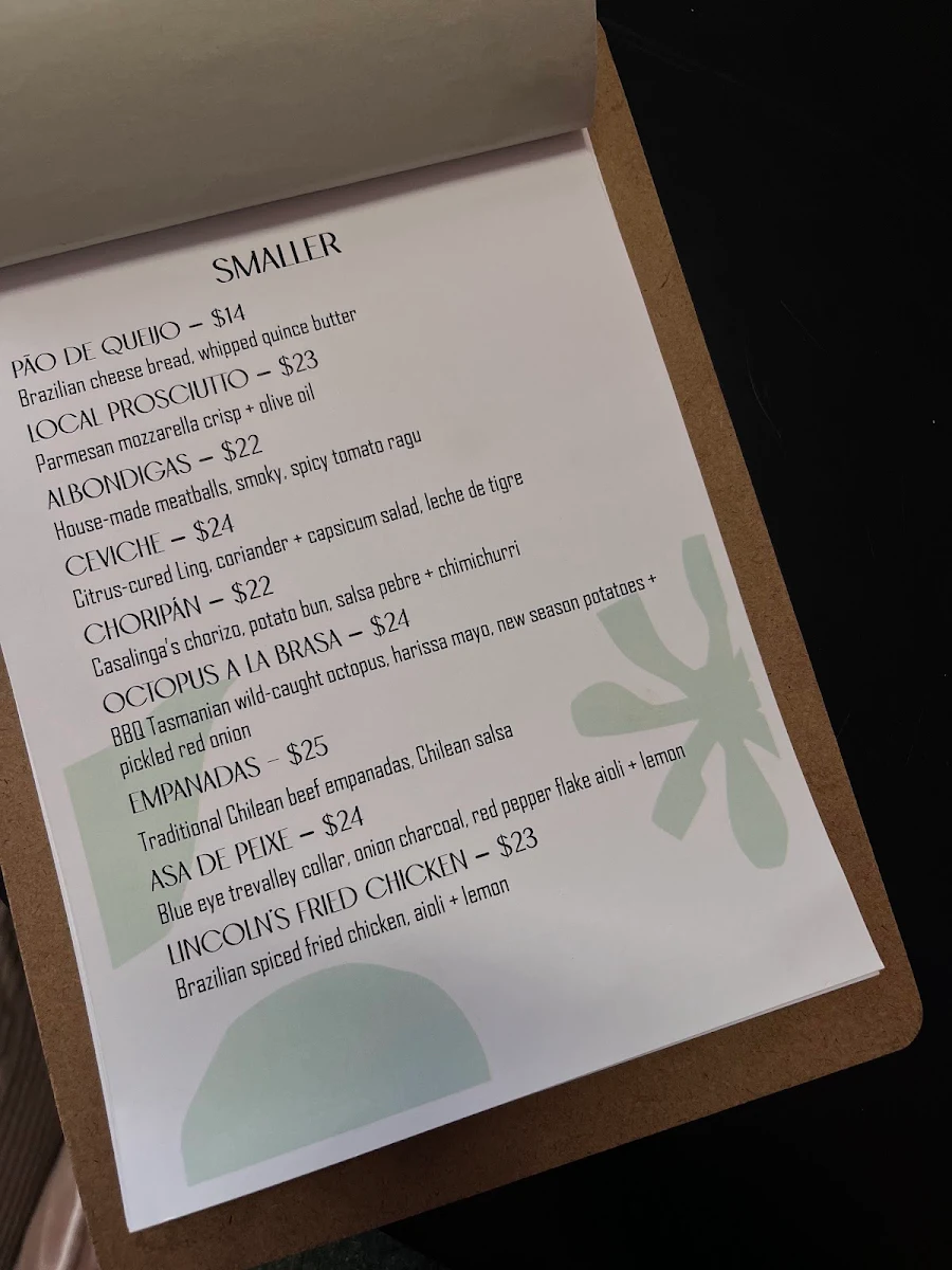 Menu, Tres Restaurant