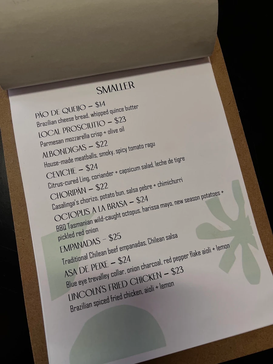 Menu, Tres Restaurant