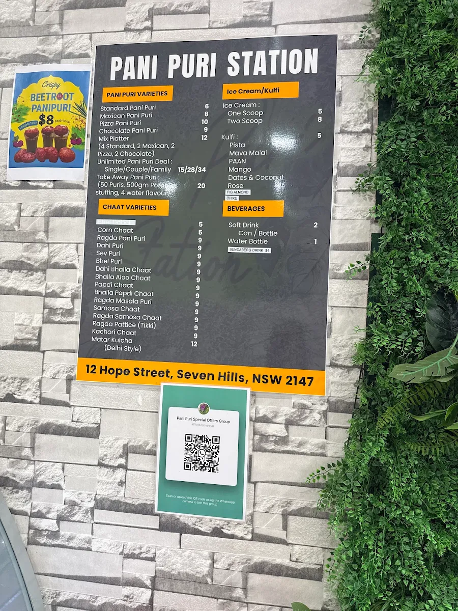 Menu, Pani Puri Station