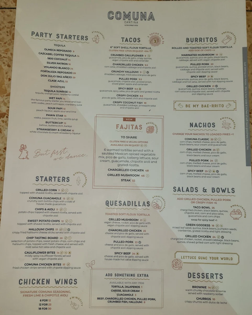 Menu, Comuna Cantina Everton Park