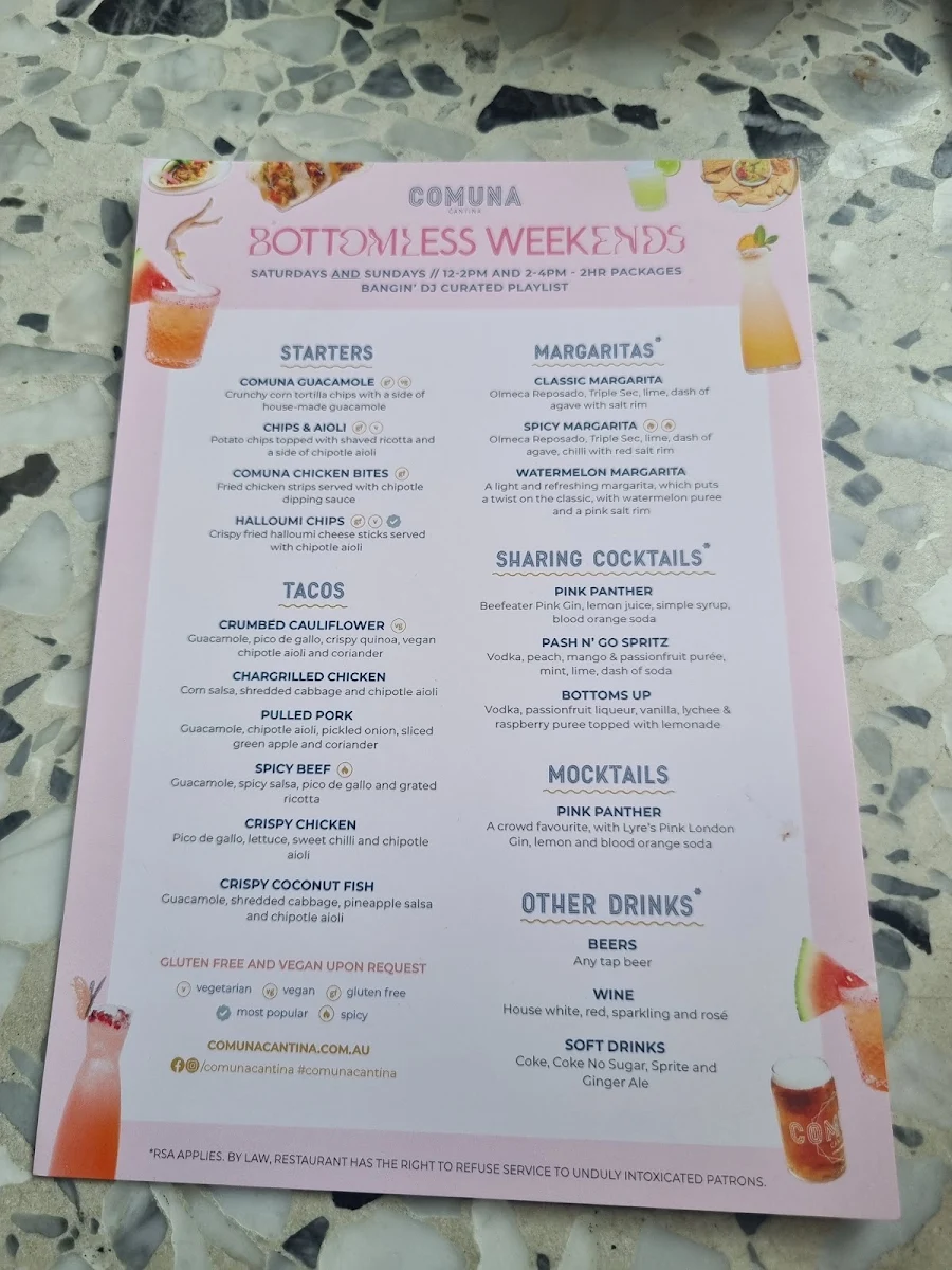 Menu, Comuna Cantina Everton Park