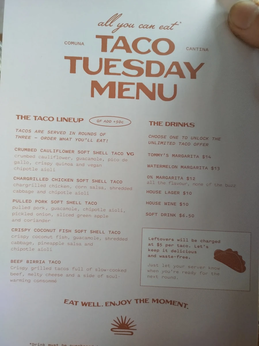Menu, Comuna Cantina Everton Park