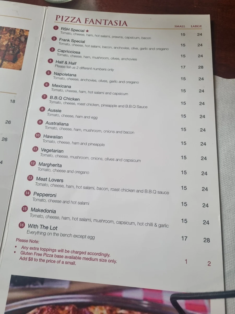 Menu, Royal Standard Hotel