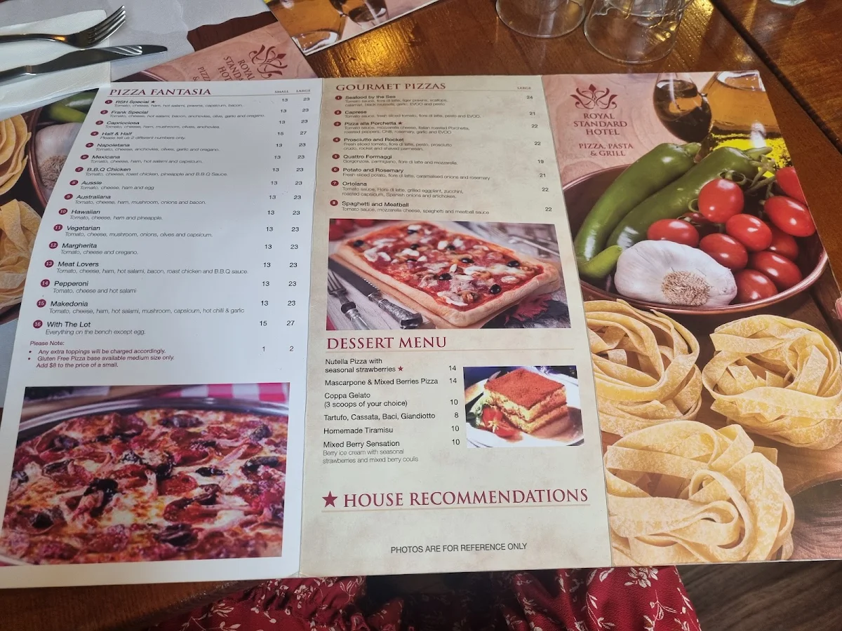Menu, Royal Standard Hotel
