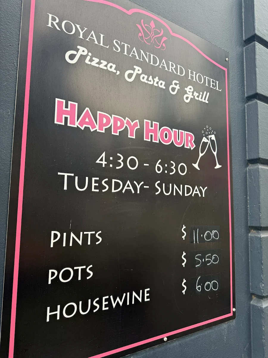 Menu, Royal Standard Hotel