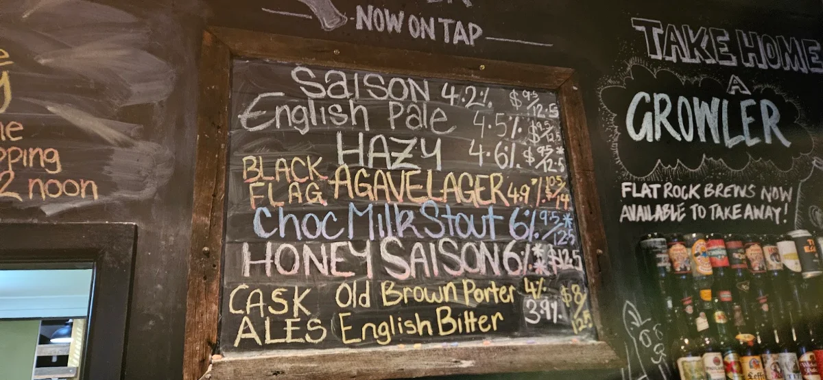 Menu, Flat Rock Brew Cafe