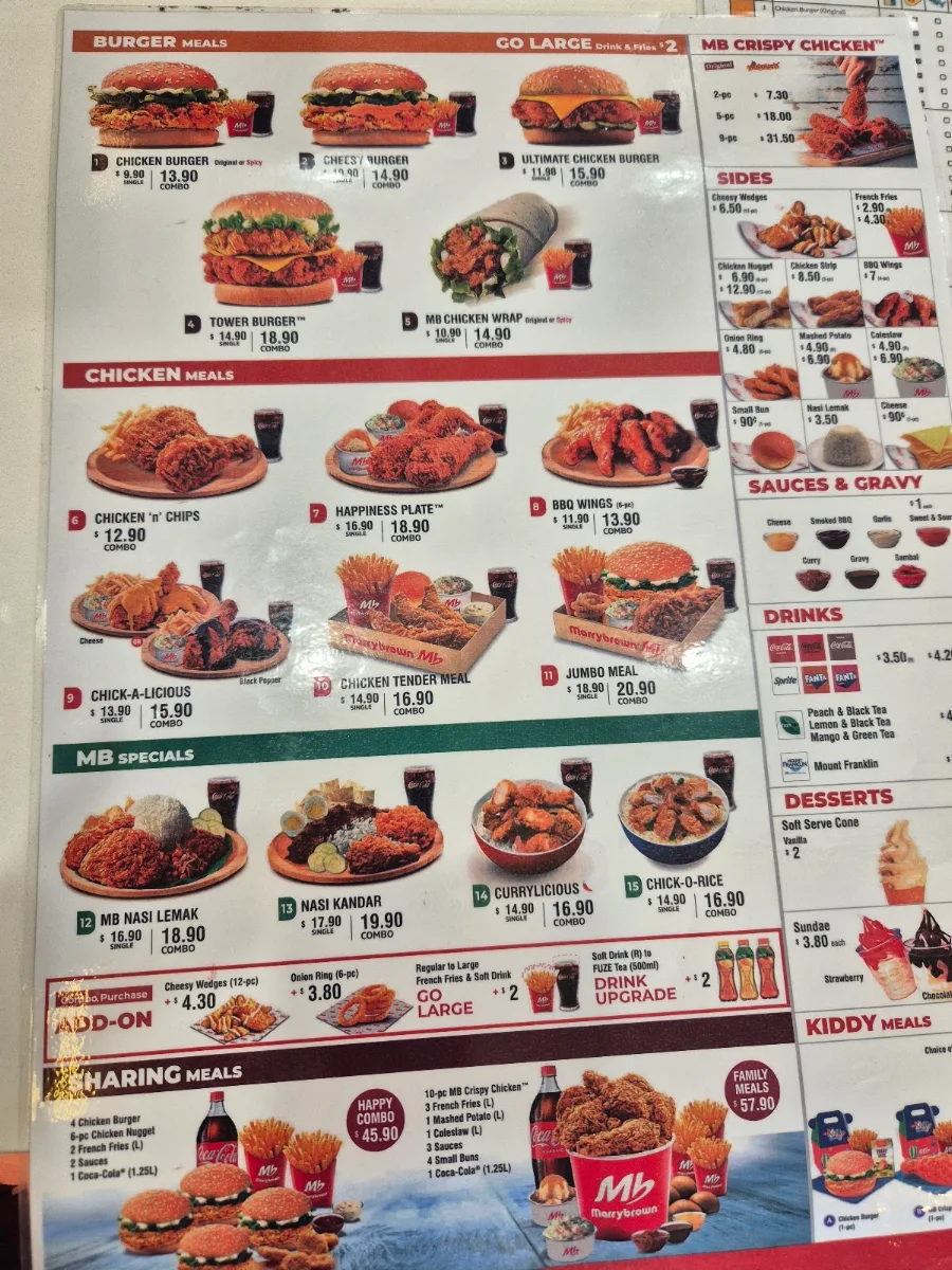 Menu, Marrybrown Campbellfield Plaza