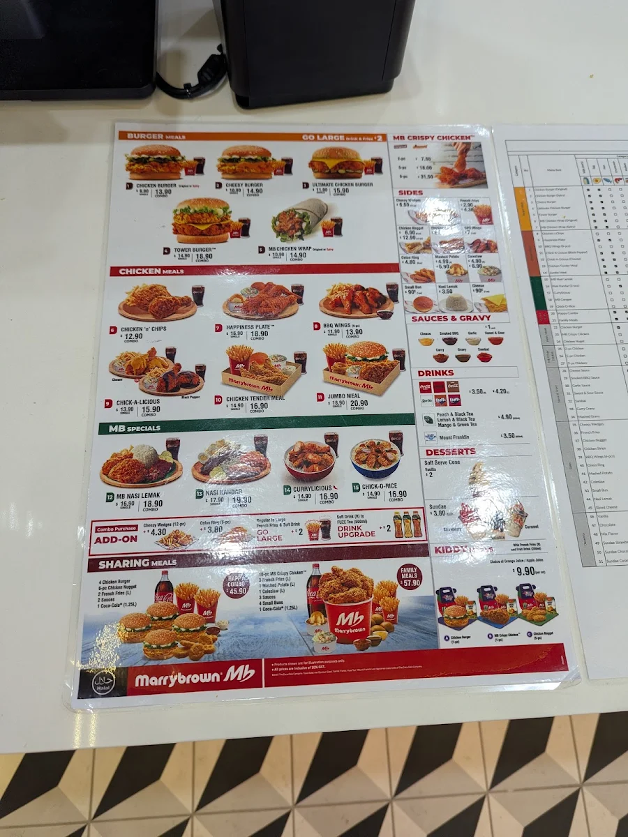 Menu, Marrybrown Campbellfield Plaza