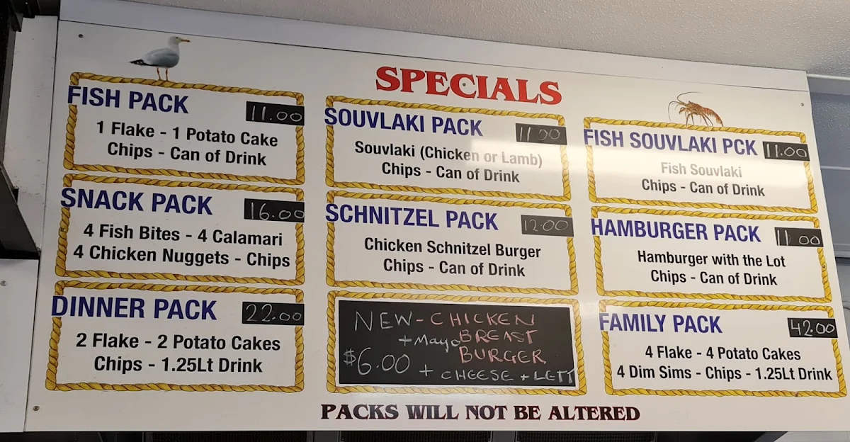 Menu, Six Ways Fish N Chips