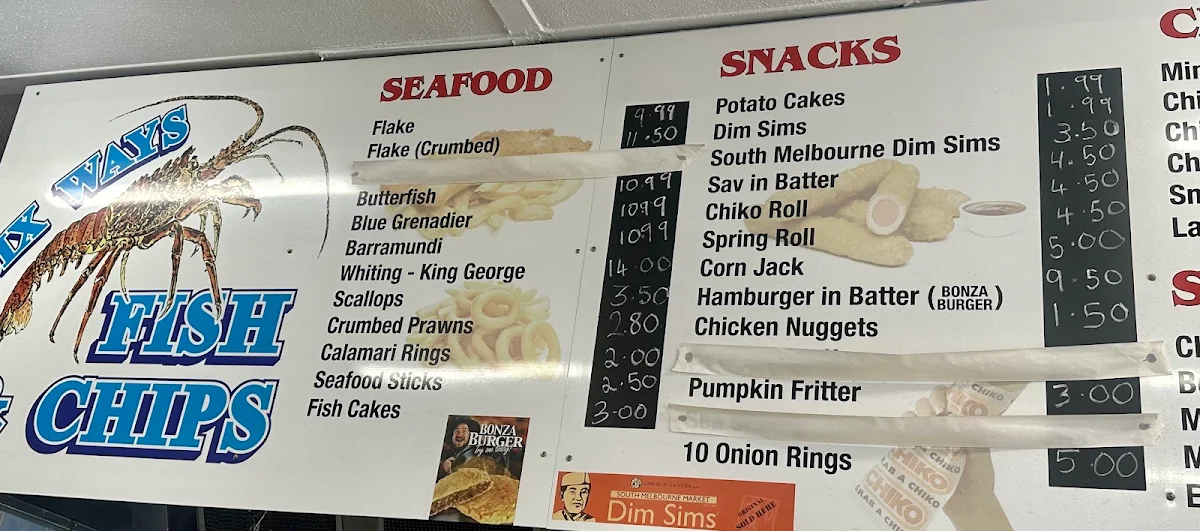 Menu, Six Ways Fish N Chips