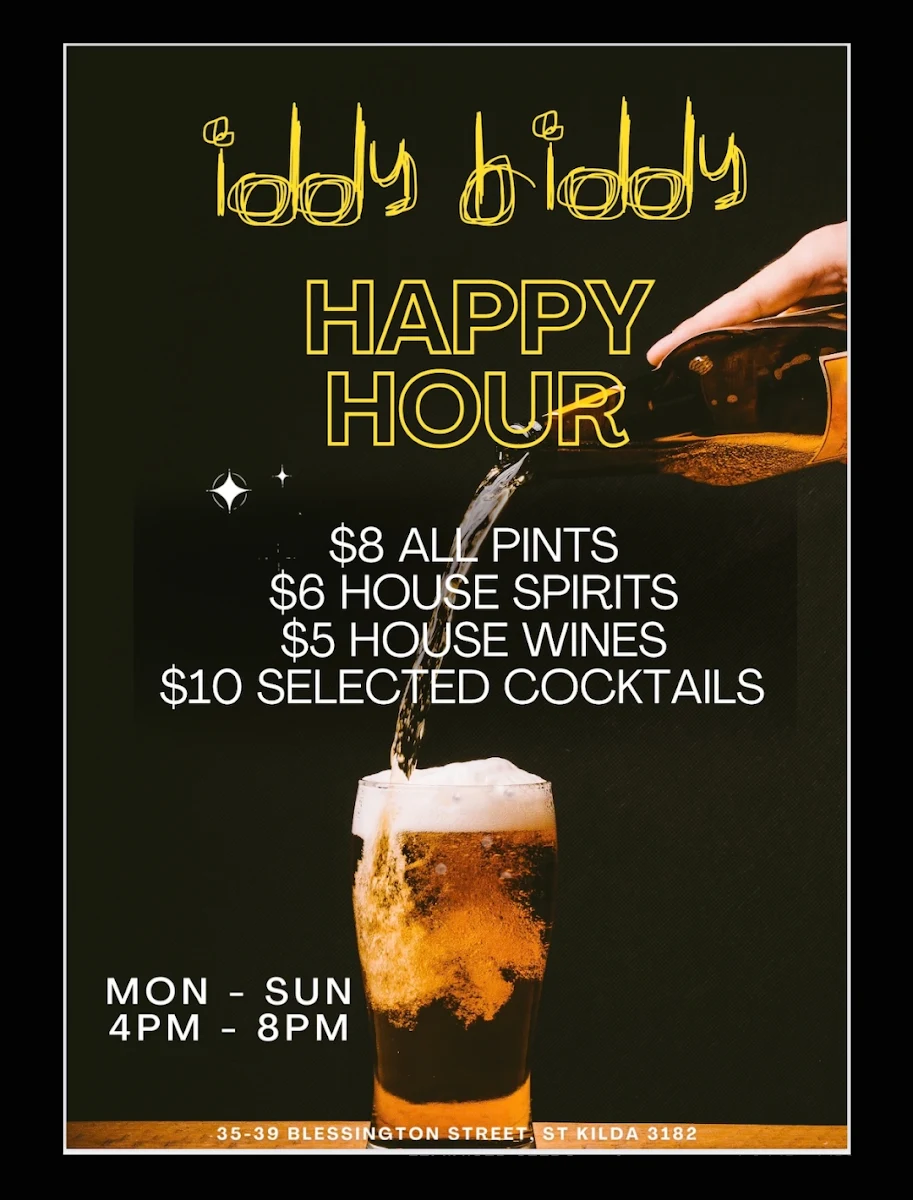 Menu, Iddy Biddy Bar