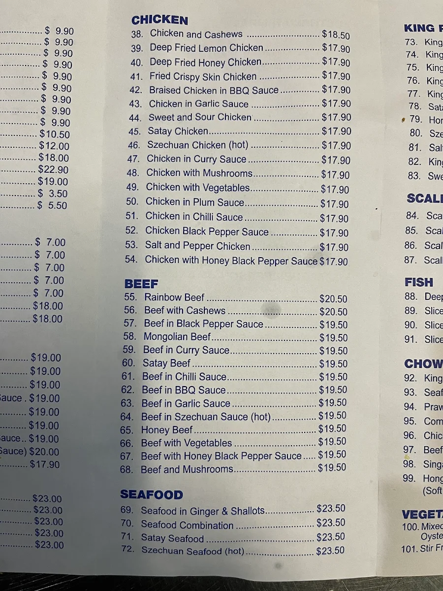Menu, Jade Court Restaurant