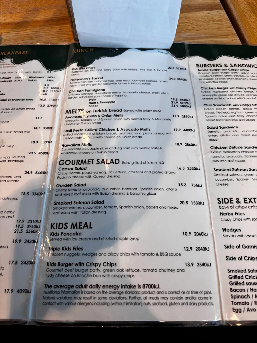 Menu, Caffe Cherry Beans