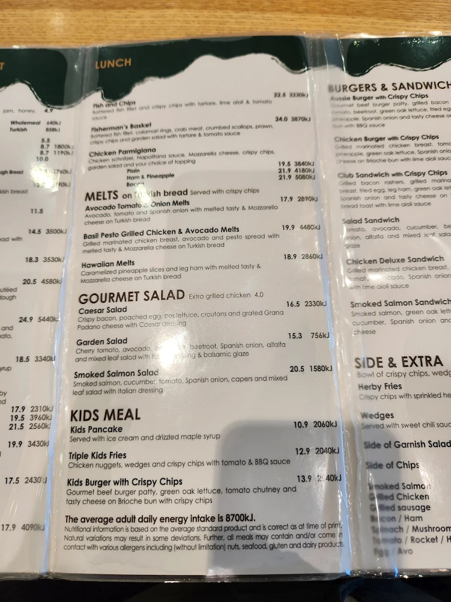 Menu, Caffe Cherry Beans