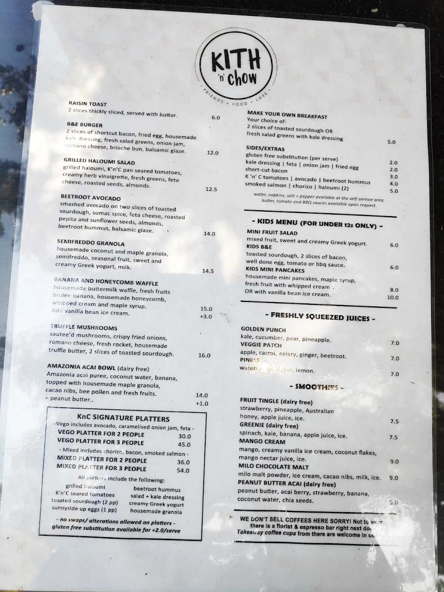 Menu, Kith 'n' Chow