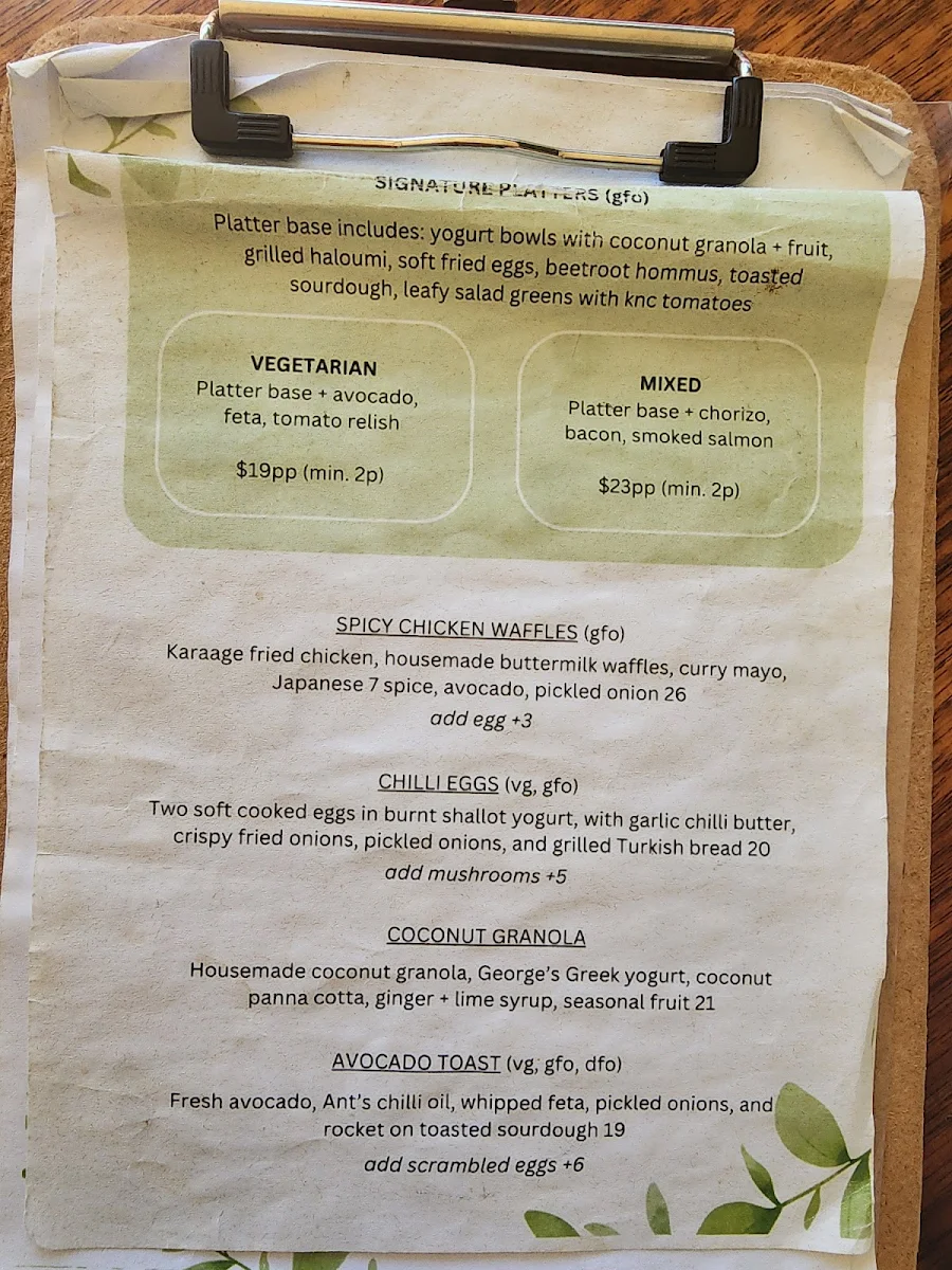 Menu, Kith 'n' Chow