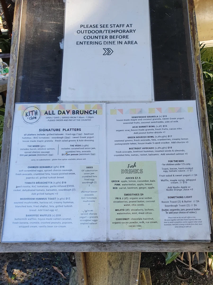 Menu, Kith 'n' Chow