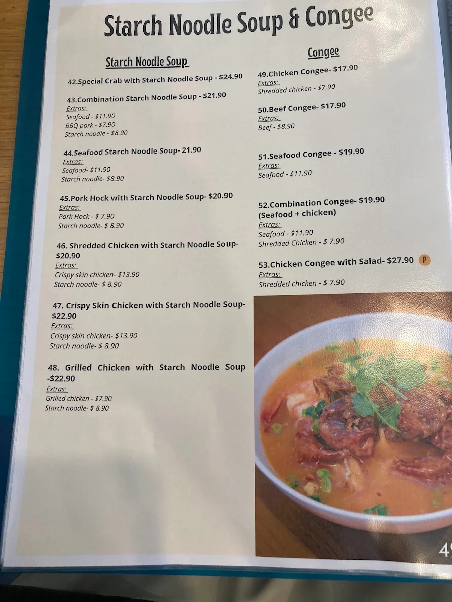 Menu, Pho Hung