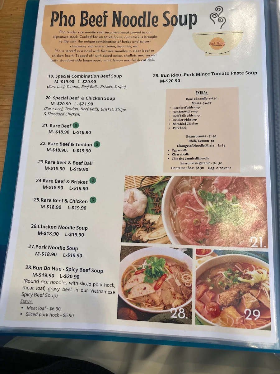 Menu, Pho Hung