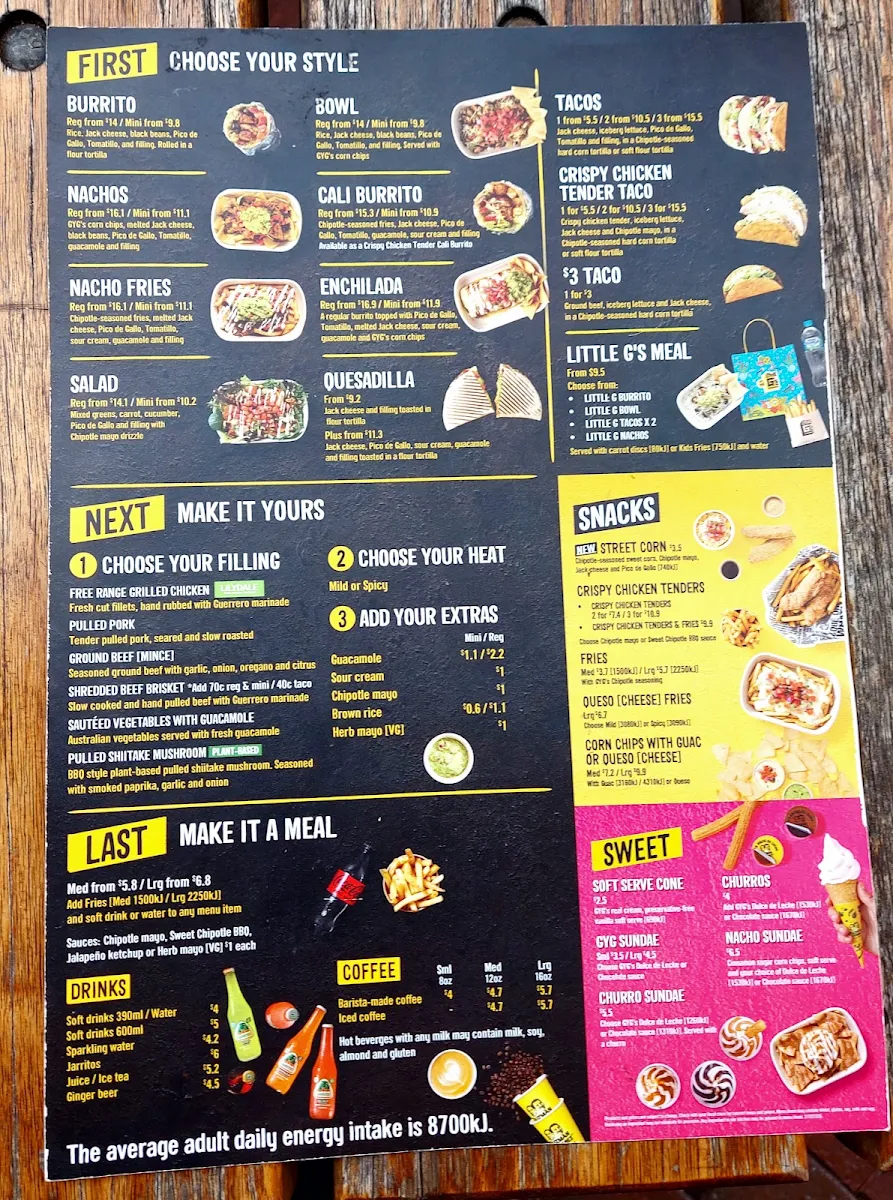 Menu, Guzman y Gomez - Gouger St