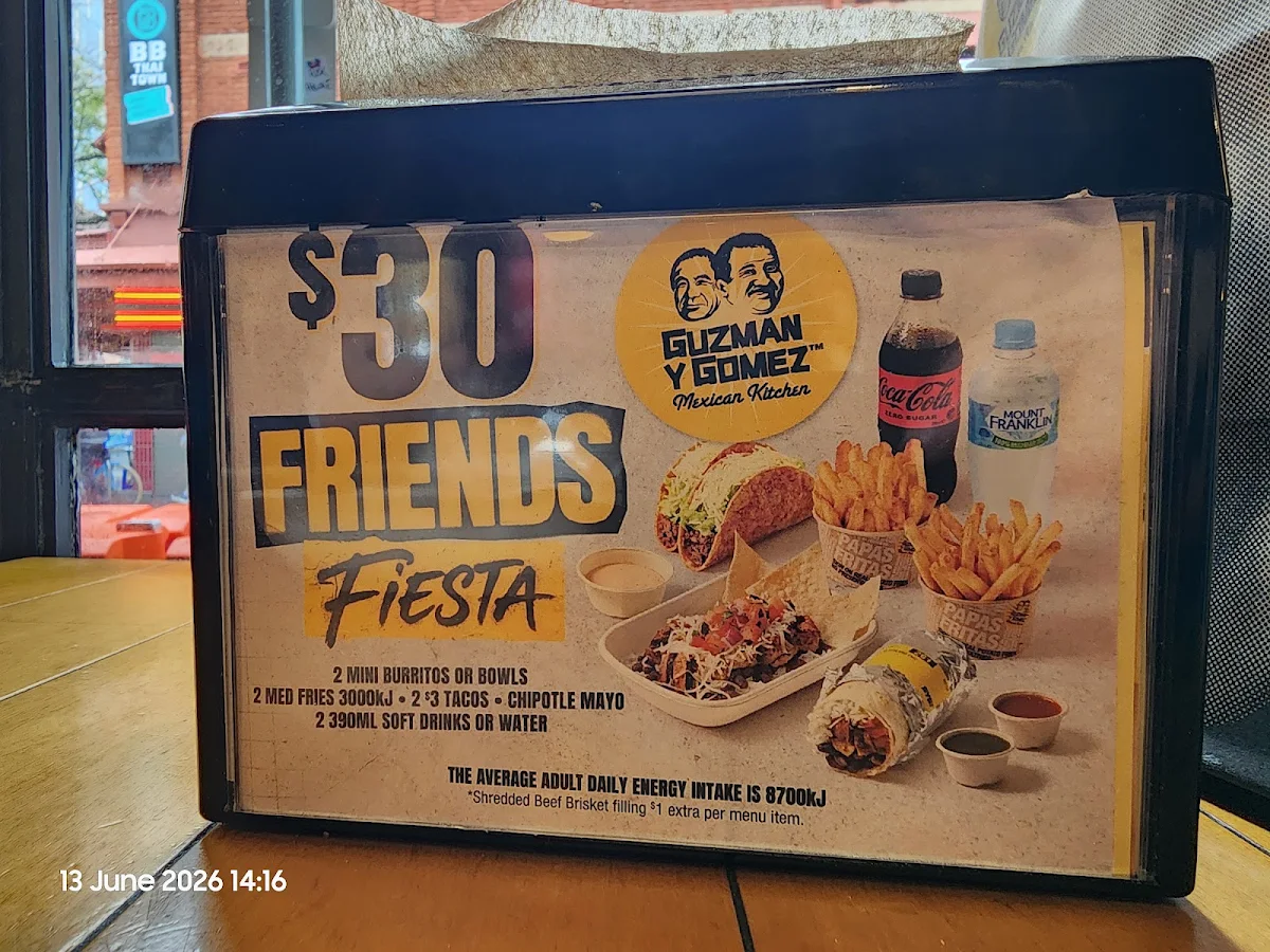 Menu, Guzman y Gomez - Gouger St