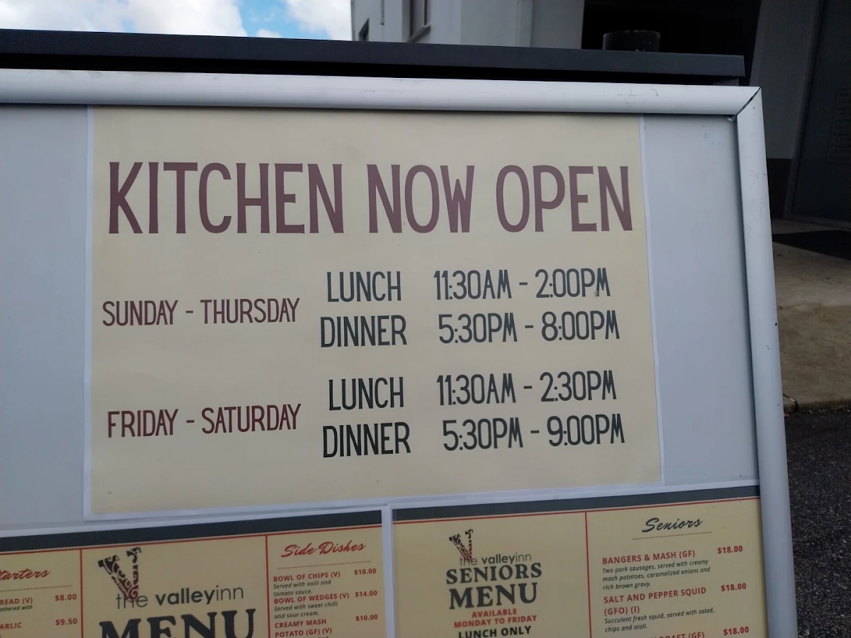 Menu, The Valley Inn
