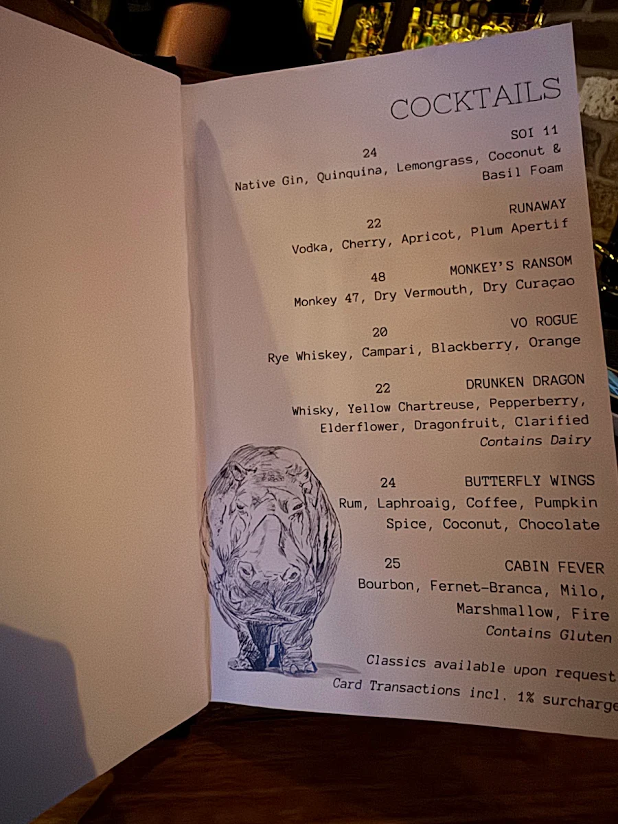 Menu, Hippo Co