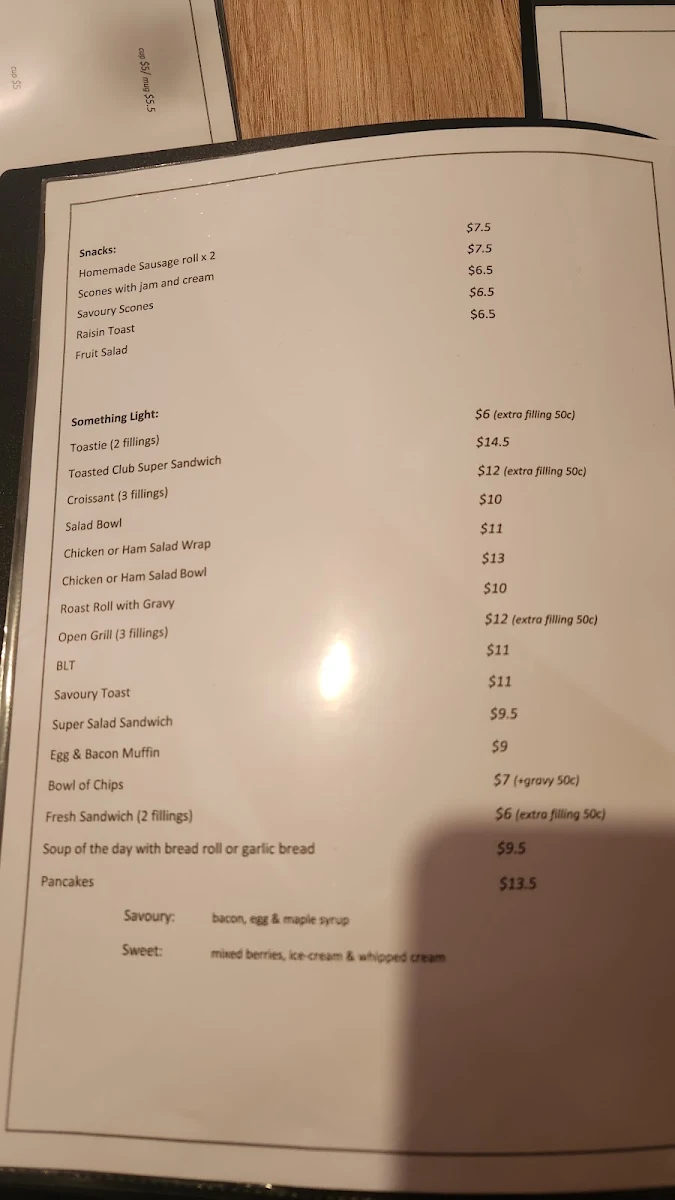 Menu, Martini Coffee Lounge