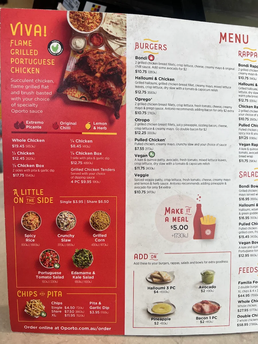 Menu, Oporto Brompton