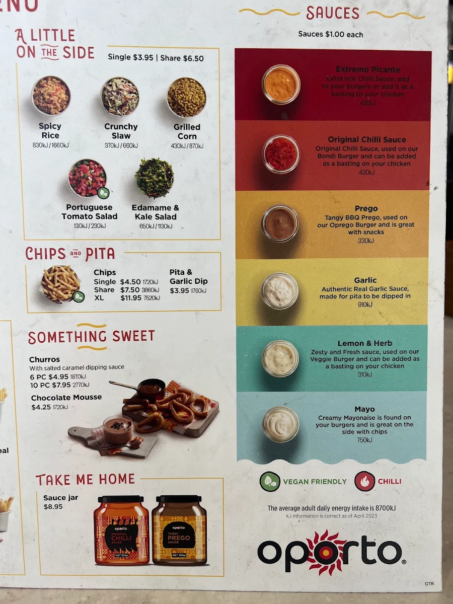 Menu, Oporto Brompton