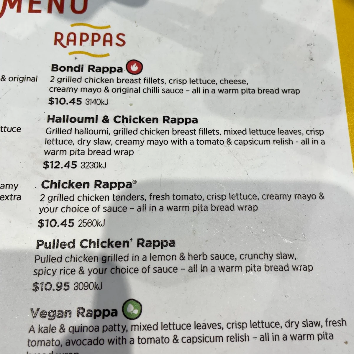 Menu, Oporto Brompton