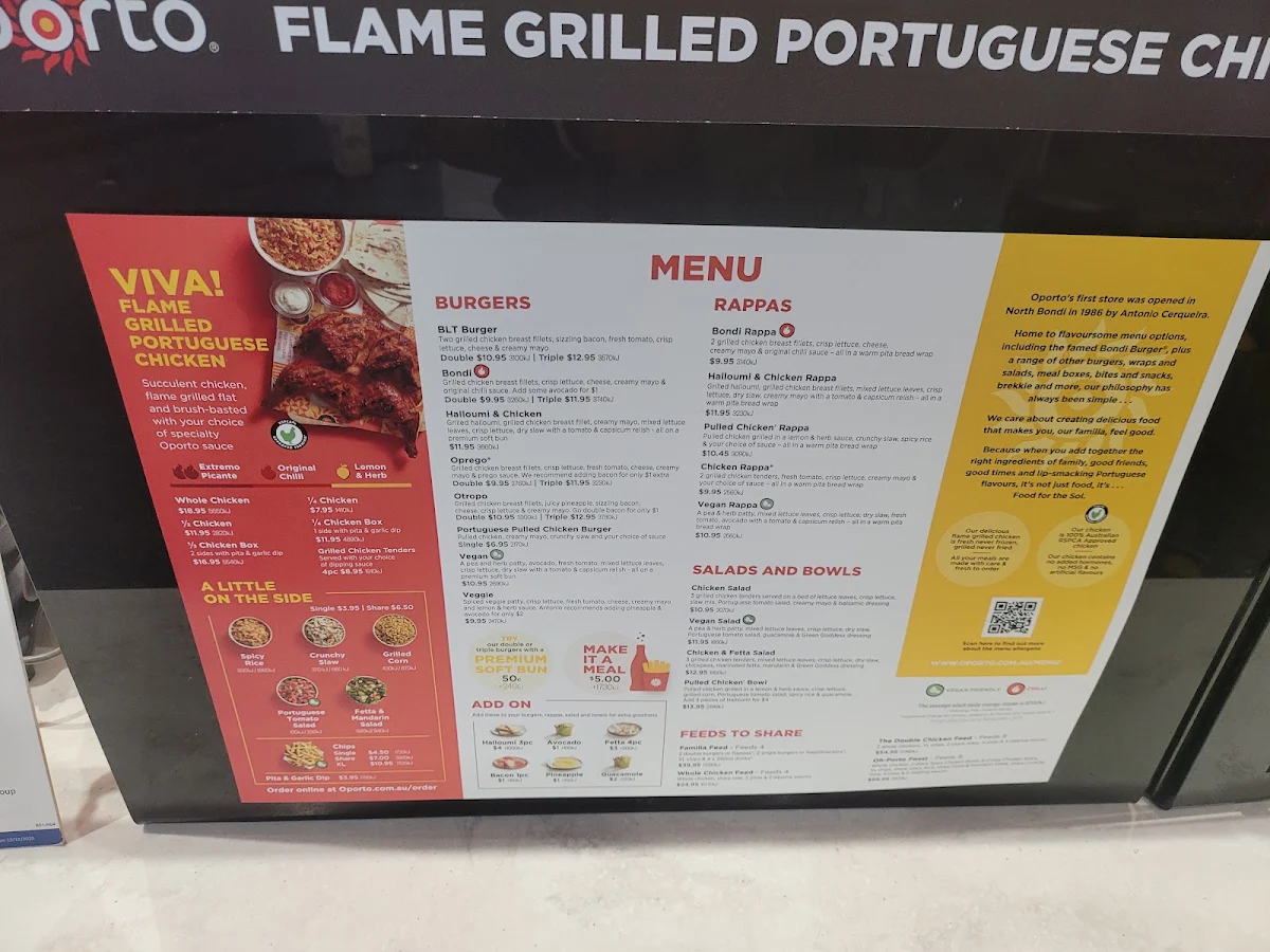 Menu, Oporto Brompton