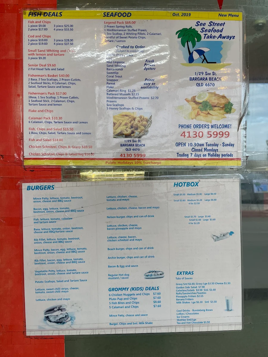 Menu, See Street Seafood Take-Aways