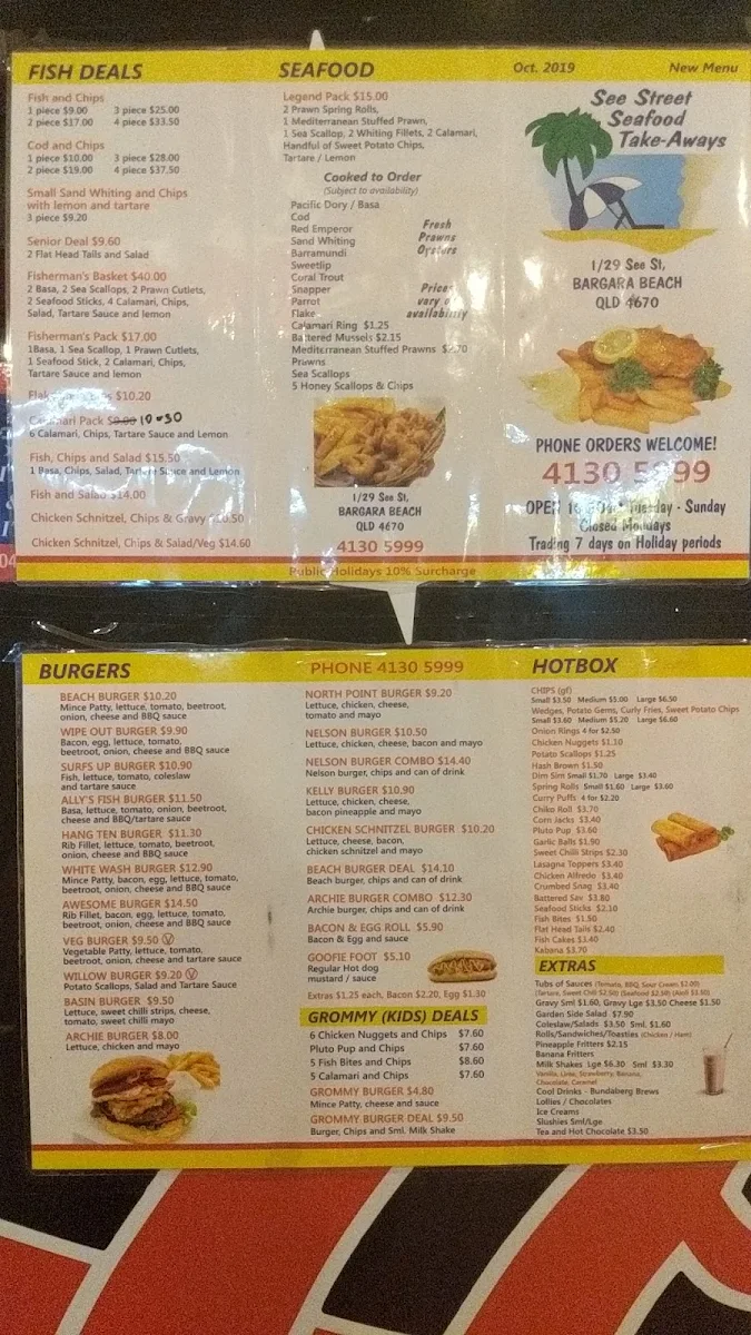 Menu, See Street Seafood Take-Aways