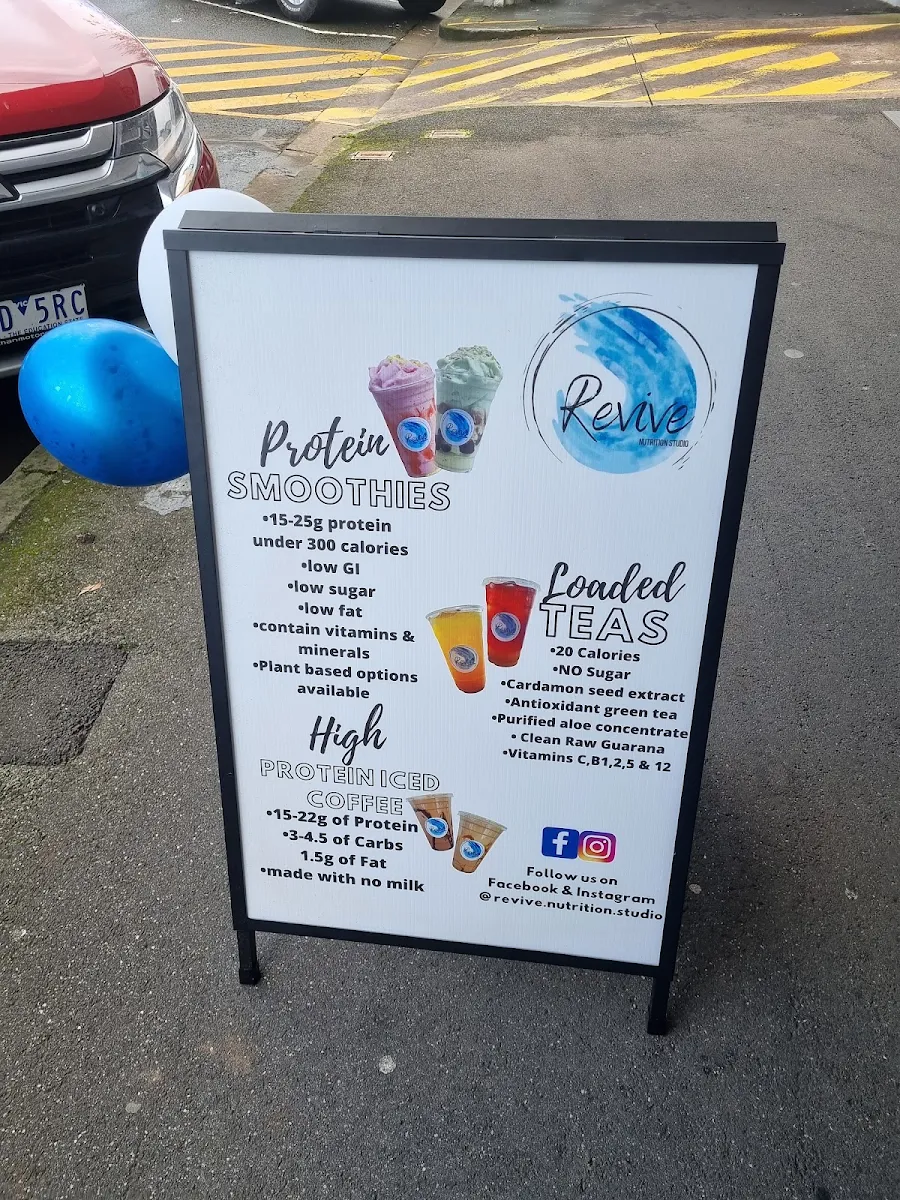Menu, Revive Nutrition Studio
