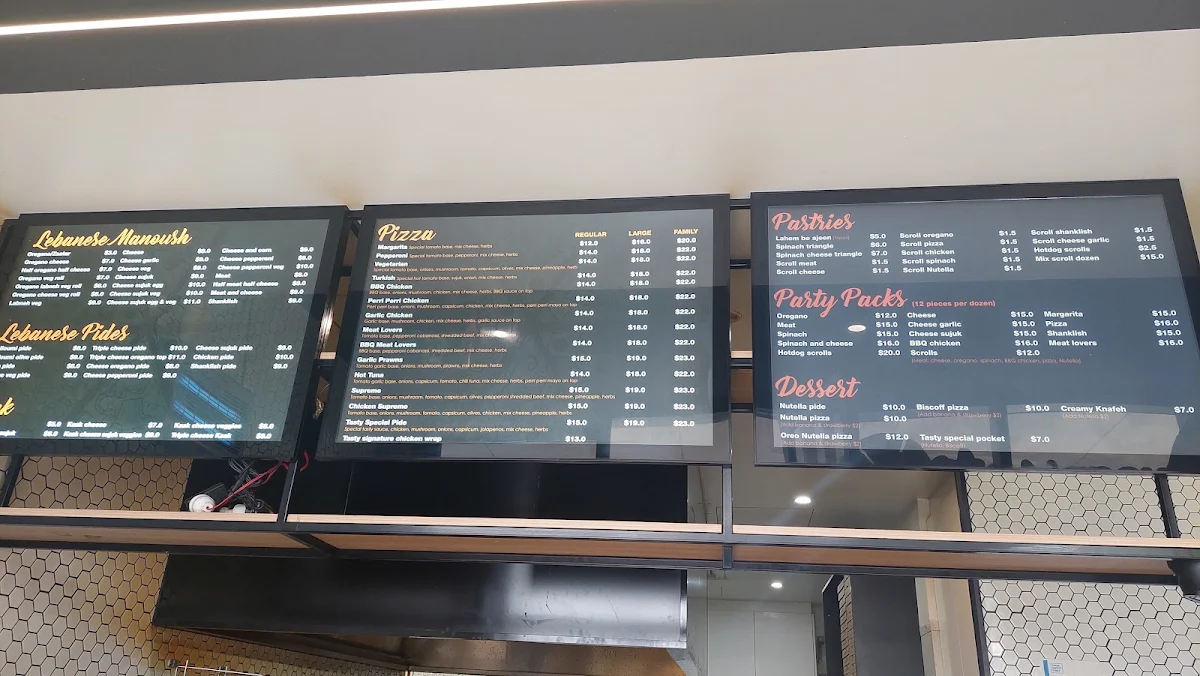Menu, Tasty Manoush and Pizza (Eastern Creek)