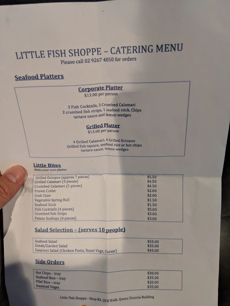 Menu, Little Fish Shoppe