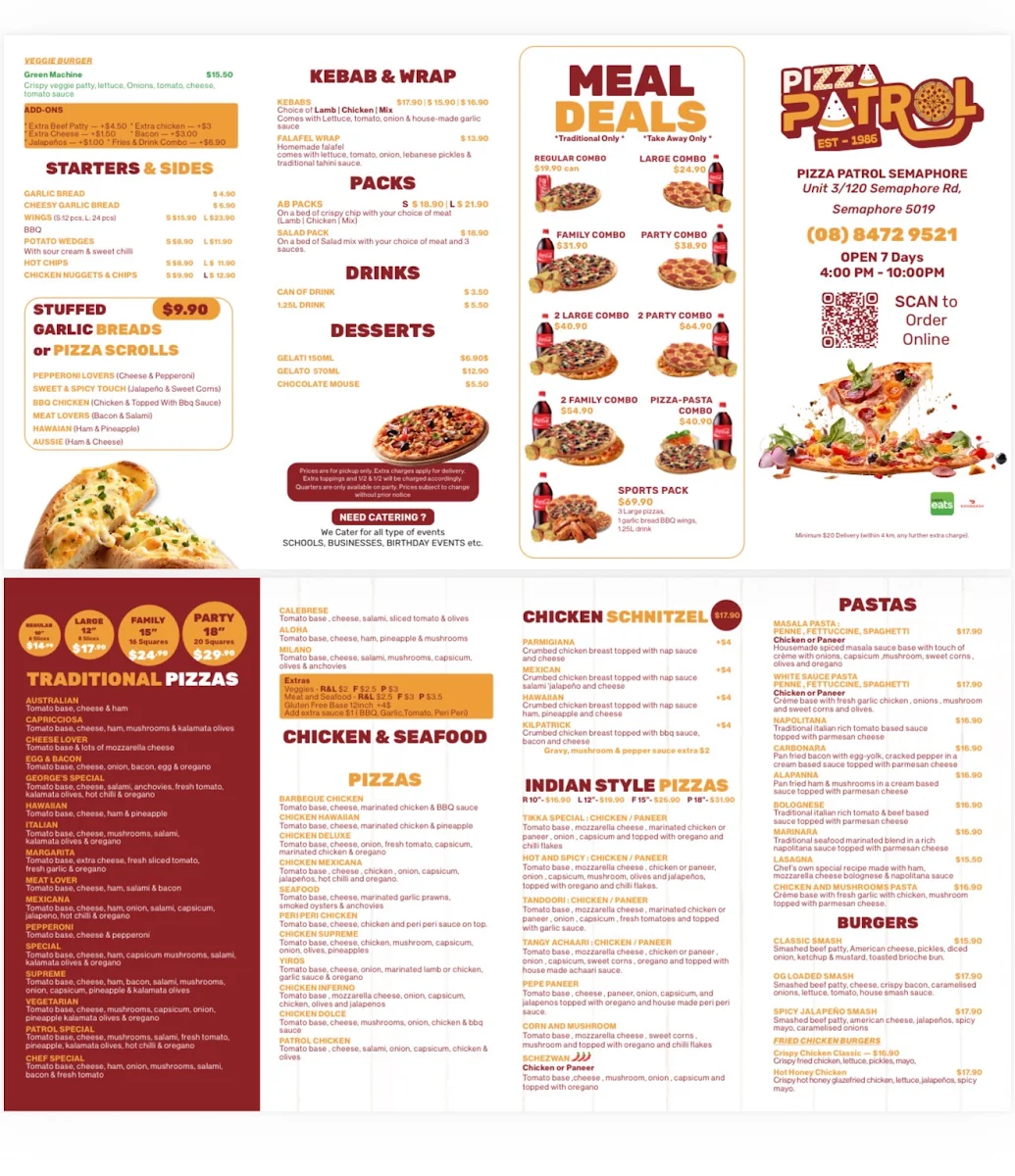 Menu, Pizza Patrol Semaphore