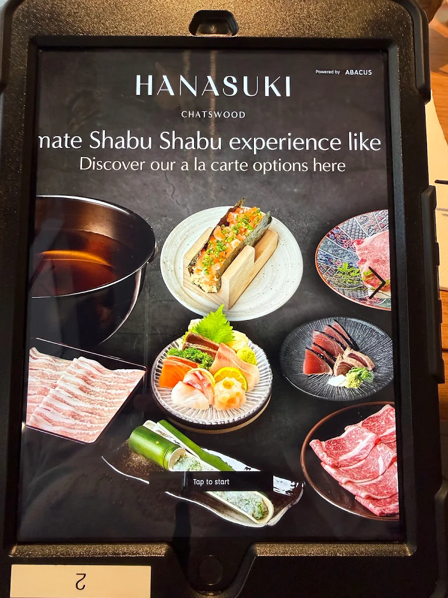 Menu, Hanasuki Chatswood しゃぶしゃぶ