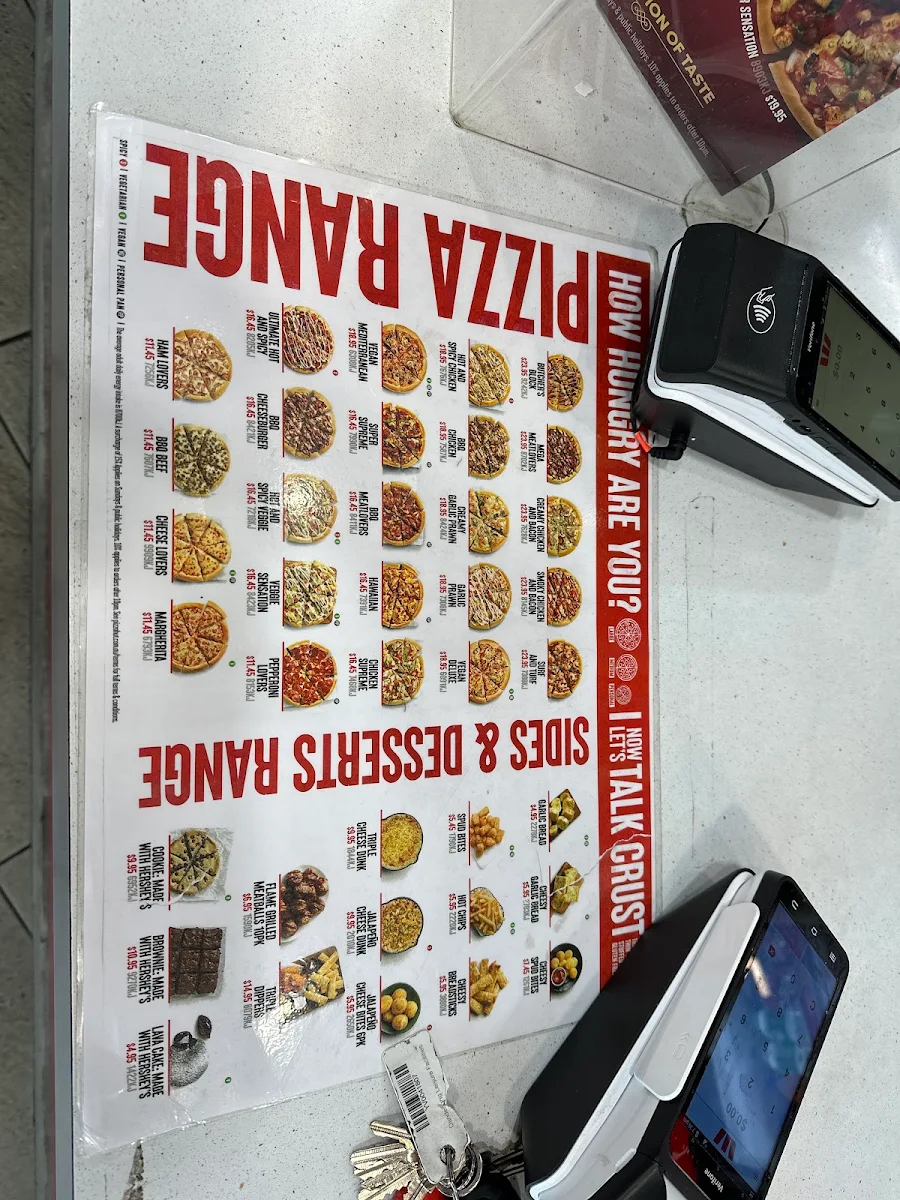 Menu, Pizza Hut