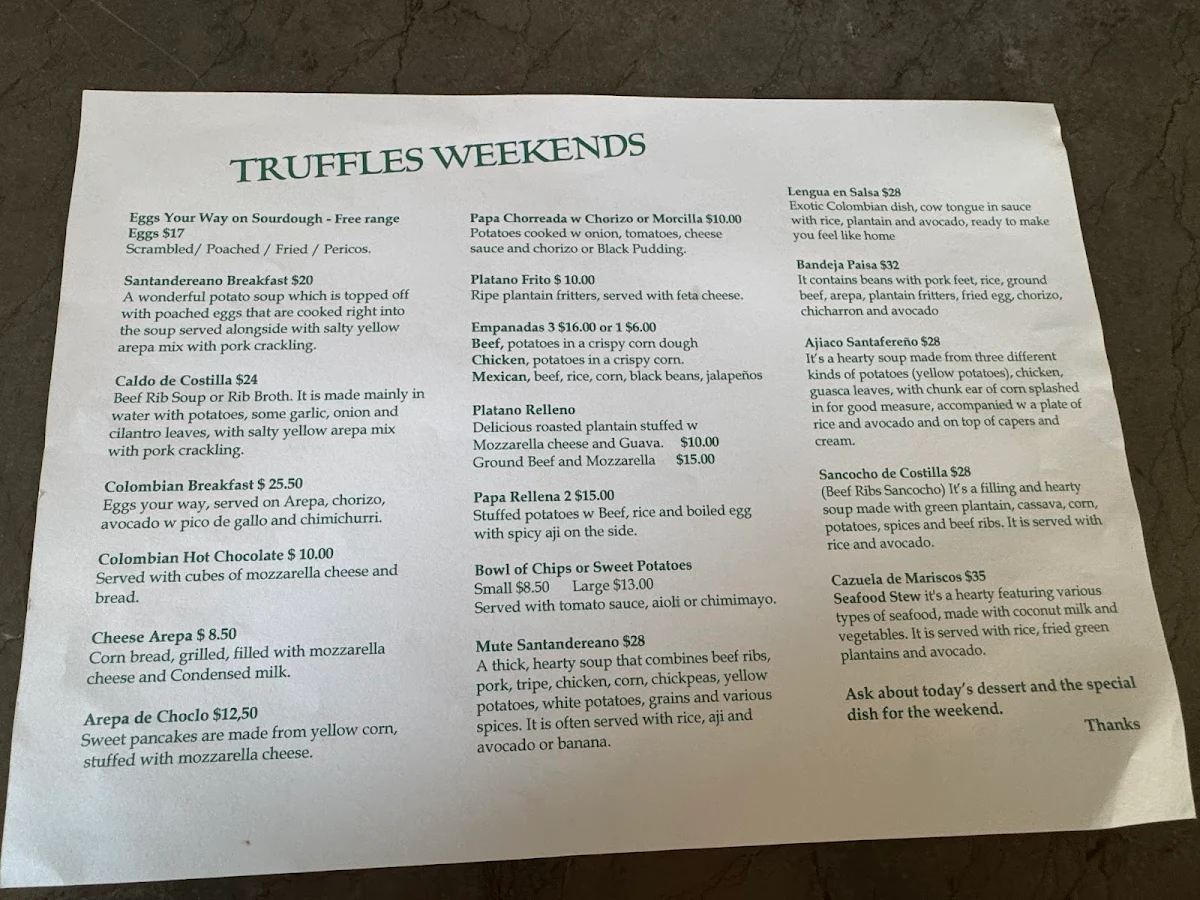 Menu, Truffles